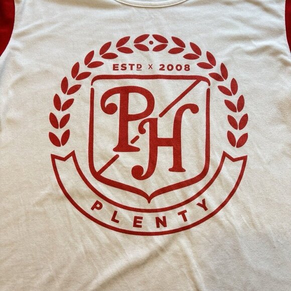 Plenty Human Wear T-shirt Mens M Red White Long Back 100% Cotton Quebec - Picture 2 of 12